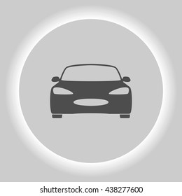 Flat paper cut style icon of a car. Vector illustration