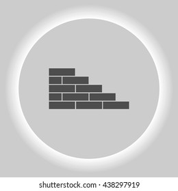 Flat paper cut style icon of brickwork fragment. Vector illustration