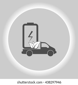 Flat paper cut style icon of eco vehicle. Delivery car symbol vector illustration