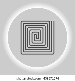 Flat paper cut style icon of floor heating. Vector illustration
