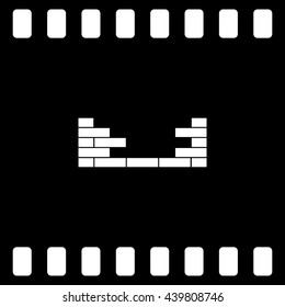 Flat paper cut style icon of brickwork fragment. Vector illustration
