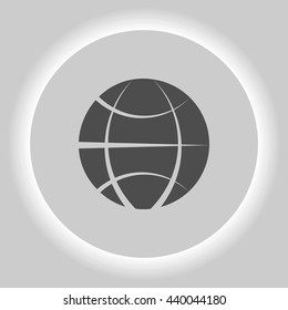 Flat paper cut style icon of globe. Vector illustration