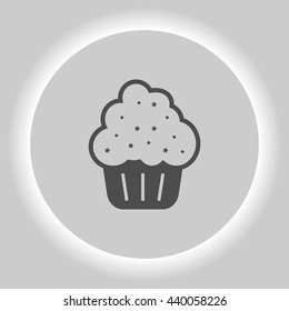 Flat paper cut style icon of cake. Vector illustration