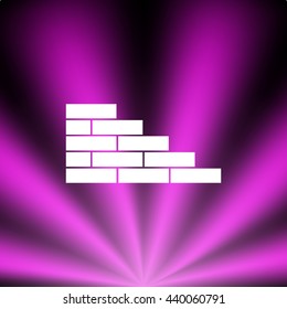 Flat paper cut style icon of brickwork fragment. Vector illustration