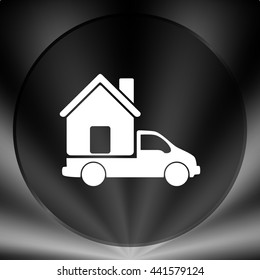 Flat paper cut style icon of vehicle. Delivery car symbol vector illustration
