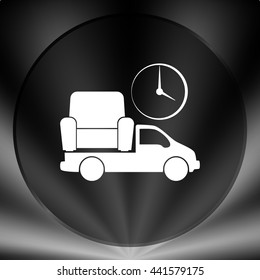 Flat paper cut style icon of vehicle. Delivery car symbol vector illustration