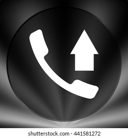 Flat paper cut style icon of out-coming call. Vector illustration