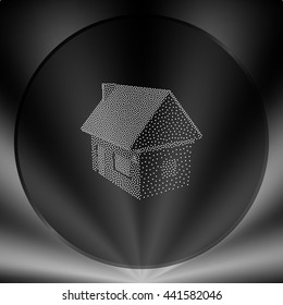 Flat paper cut style icon of house model vector illustration