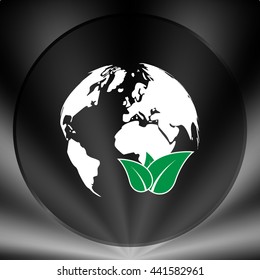 Flat paper cut style icon of eco planet. Vector illustration