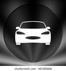 Flat paper cut style icon of a car. Vector illustration