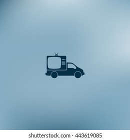 Flat paper cut style icon of vehicle. Delivery car symbol vector illustration