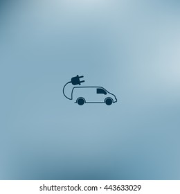 Flat paper cut style icon of an eco car. Vector illustration