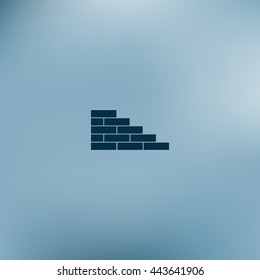 Flat paper cut style icon of brickwork fragment. Vector illustration