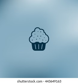 Flat paper cut style icon of cake. Vector illustration