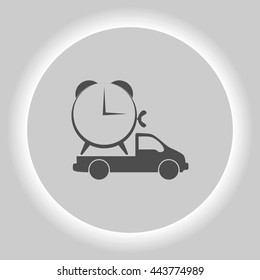 Flat paper cut style icon of vehicle. Delivery car symbol vector illustration