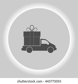 Flat paper cut style icon of vehicle. Delivery car symbol vector illustration