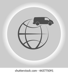 Flat paper cut style icon of vehicle. Delivery car symbol vector illustration