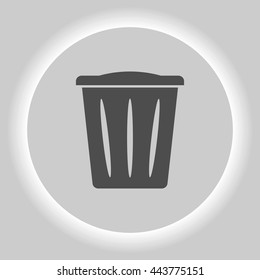 Flat paper cut style icon of trash can. Vector illustration