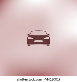 Flat paper cut style icon of a car. Vector illustration