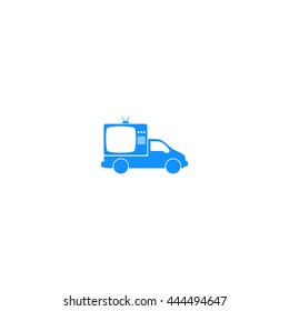 Flat paper cut style icon of vehicle. Delivery car symbol vector illustration