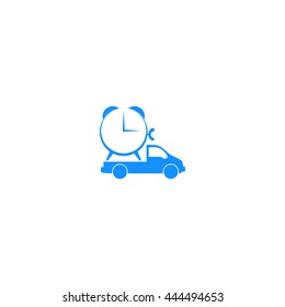 Flat paper cut style icon of vehicle. Delivery car symbol vector illustration