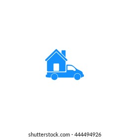 Flat paper cut style icon of vehicle. Delivery car symbol vector illustration
