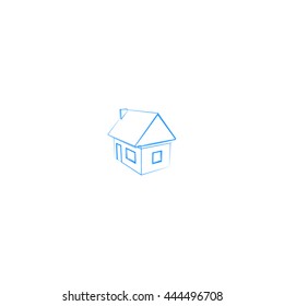 Flat paper cut style icon of house model vector illustration