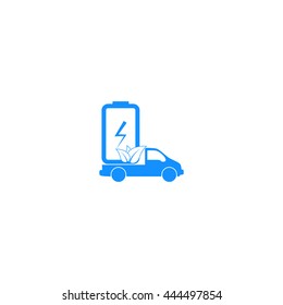 Flat paper cut style icon of eco vehicle. Delivery car symbol vector illustration