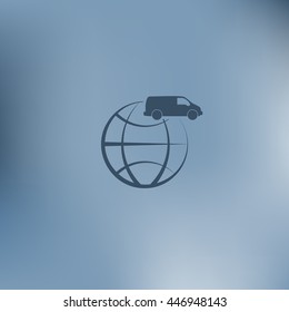 Flat paper cut style icon of vehicle. Delivery car symbol vector illustration