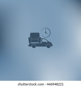 Flat paper cut style icon of vehicle. Delivery car symbol vector illustration