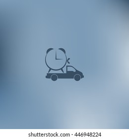 Flat paper cut style icon of vehicle. Delivery car symbol vector illustration