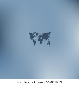 Flat paper cut style icon of World Map. Vector illustration