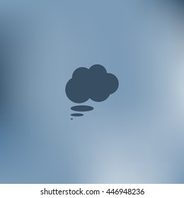 Flat paper cut style icon of thought cloud. Vector illustration