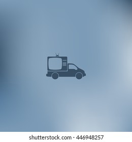 Flat paper cut style icon of vehicle. Delivery car symbol vector illustration