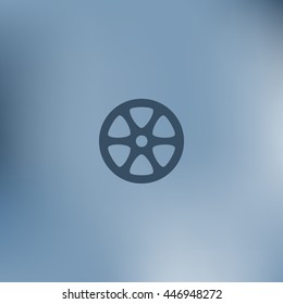 Flat paper cut style icon of old tape spool. Vector illustration