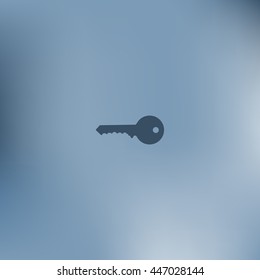 Flat paper cut style icon of an old key. Vector illustration