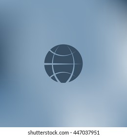 Flat paper cut style icon of globe. Vector illustration