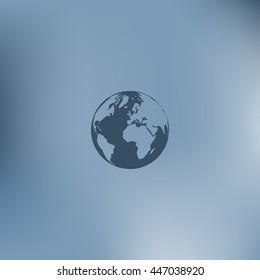 Flat paper cut style icon of globe. Vector illustration