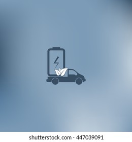Flat paper cut style icon of eco vehicle. Delivery car symbol vector illustration