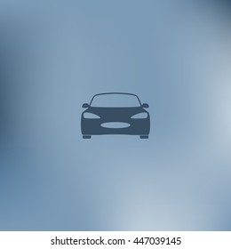 Flat paper cut style icon of a car. Vector illustration