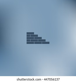 Flat paper cut style icon of brickwork fragment. Vector illustration