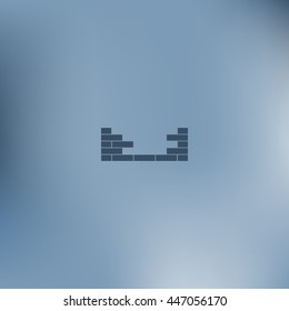 Flat paper cut style icon of brickwork fragment. Vector illustration