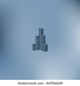 Flat paper cut style icon of sketchy building vector illustration