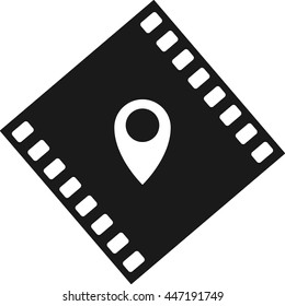 Flat paper cut style icon of map pointer vector illustration