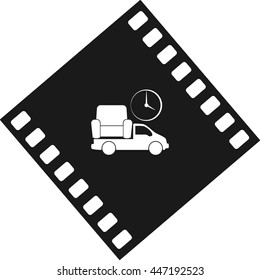 Flat paper cut style icon of vehicle. Delivery car symbol vector illustration