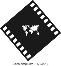 Flat paper cut style icon of World Map. Vector illustration