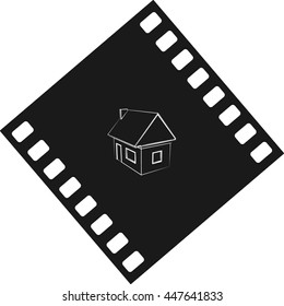 Flat paper cut style icon of house model vector illustration