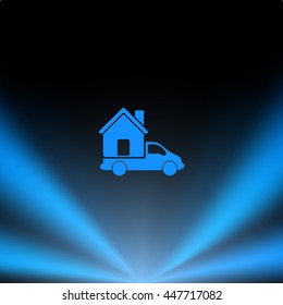Flat paper cut style icon of vehicle. Delivery car symbol vector illustration