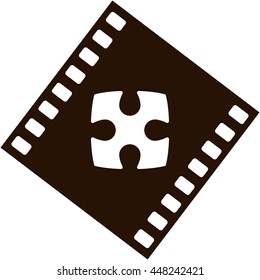 Flat paper cut style icon of puzzle part