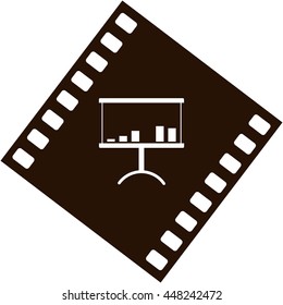 Flat paper cut style icon of a presentation stand. Vector illustration
